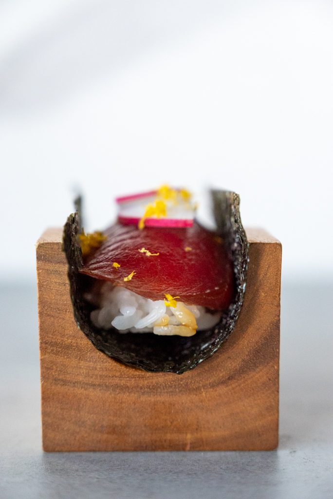 Bluefin tuna zuke handroll