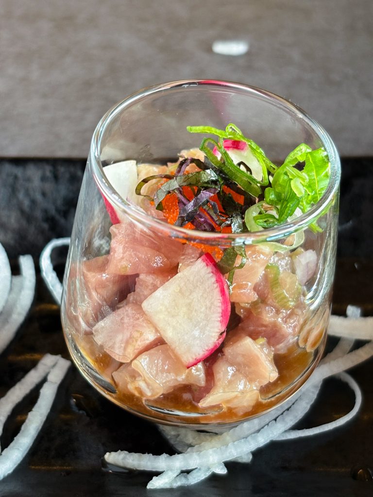 Hamachi shots in glasses